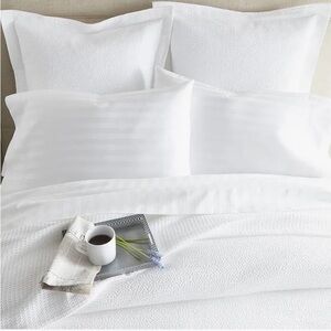 Two king square Peacock Alley White soprano stripe sateen pillow shams